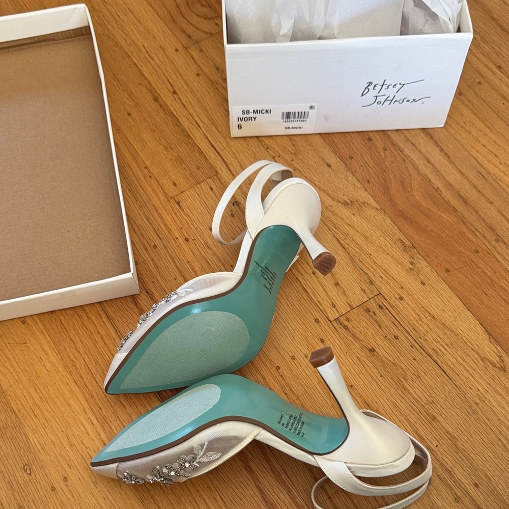 Betsey Johnson Cream Embellished Heels - Picture 2 of 2
